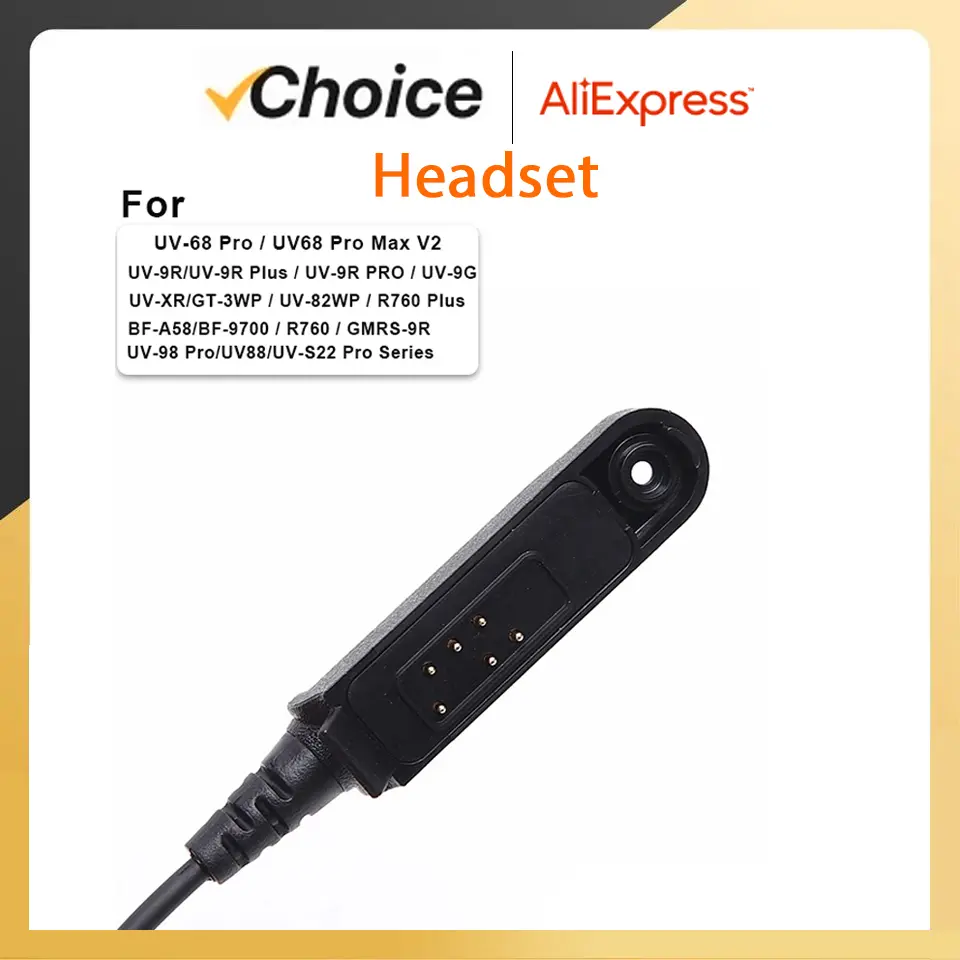 BAOFENG UV-9R Plus Walkie Talkie Headset UV68 Pro Max V2 Waterproof Earphone UV9R BF-A58 BF9700 Earpiece Mic Ham Radio Accessory
