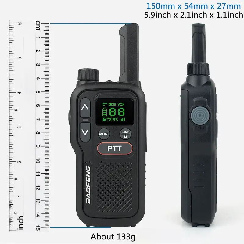 Baofeng BF-T18 Mini Walkie Talkie UHF400-470MHz Micro USB Charge Monitor Two Way Radio 2-PTT Bottom FM Long Range Military Radio