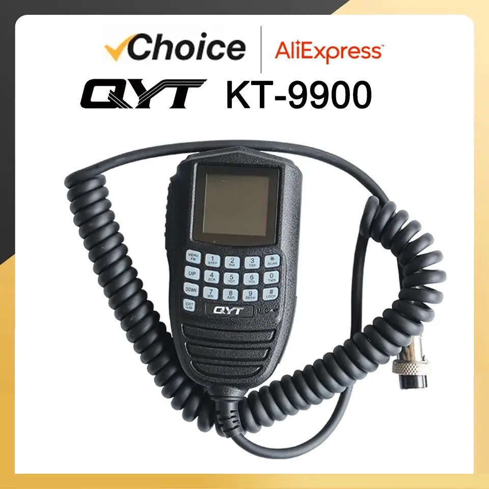 QYT KT-9900 Mini Car Mobile Radio Station KT-WP12 25W Long Range Communication Radios Dual Band VHF UHF High Power 200 Channels