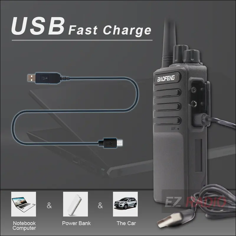 1/2/4Pcs Baofeng BF-C5 Walkie Talkie BF-V9 CB Two Way Ham Radios BF-C2 USB Type-C Charger 5W 1500mAh UHF 400-470MHz Upgrade 888S