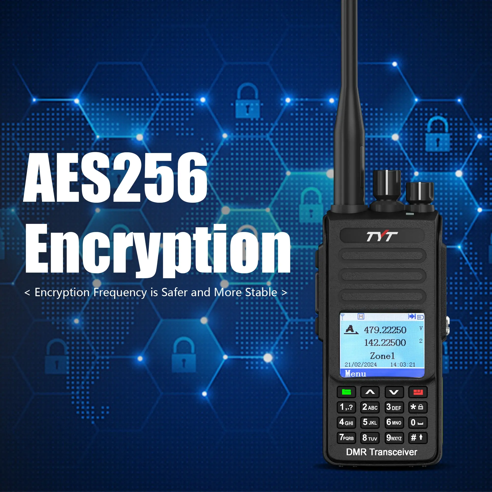 TYT MD-UV390 Plus GPS AES256 Encryption 3600mAh Type-C Charger IP67 Waterproof Dual Band DMR 5/10W Optionl Digital Walkie Talkie