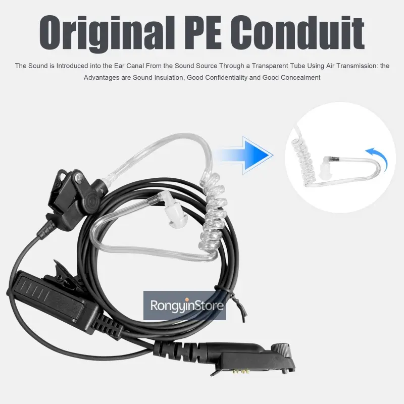 Air Tube Earpiece Headset Mic for iradio UV-98 Plus UV-99 Motorola GP328plus GP328-Plus GP344R Anysecu F22 F25 W5 Walkie Talkie