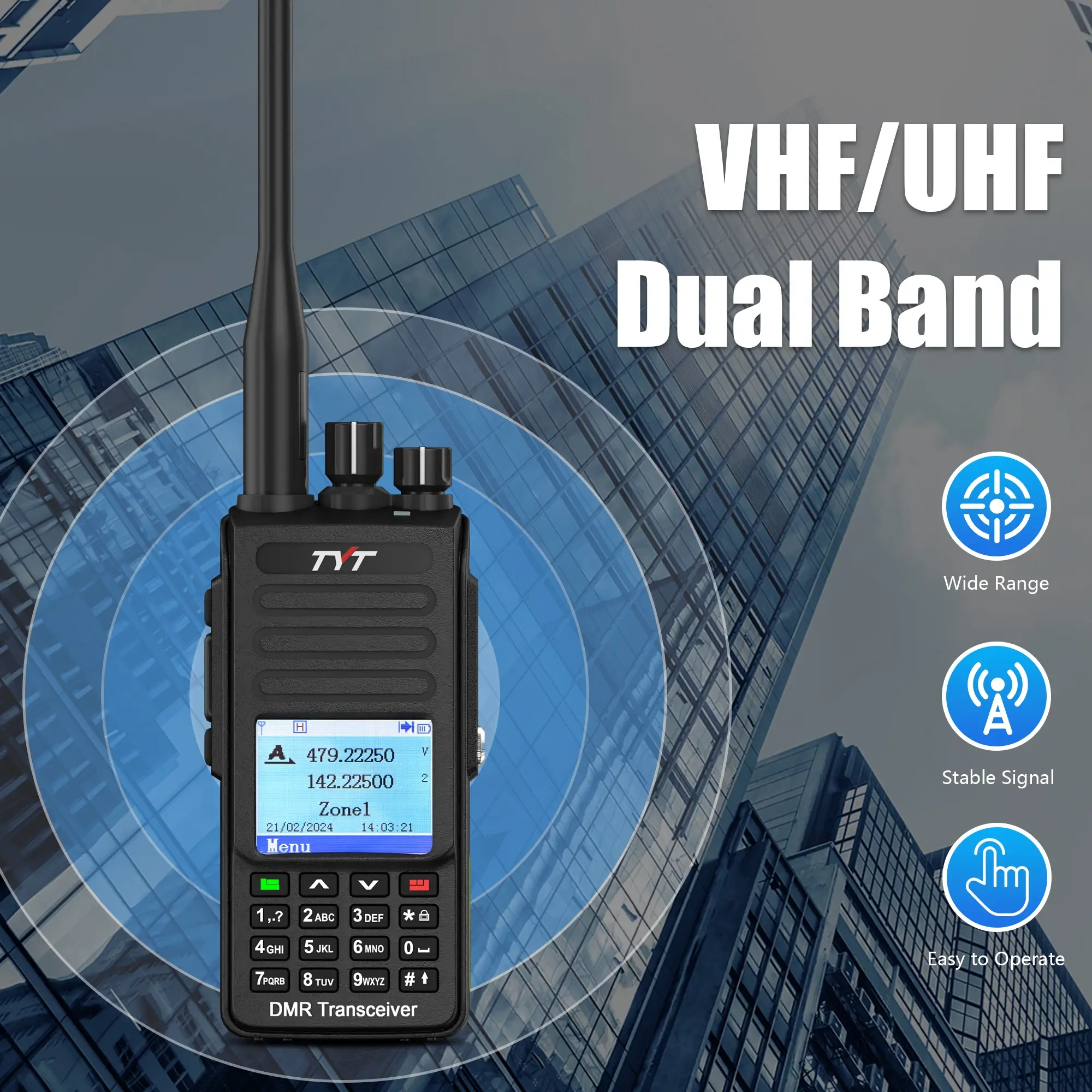 TYT MD-UV390 Plus GPS AES256 Encryption 3600mAh Type-C Charger IP67 Waterproof Dual Band DMR 5/10W Optionl Digital Walkie Talkie