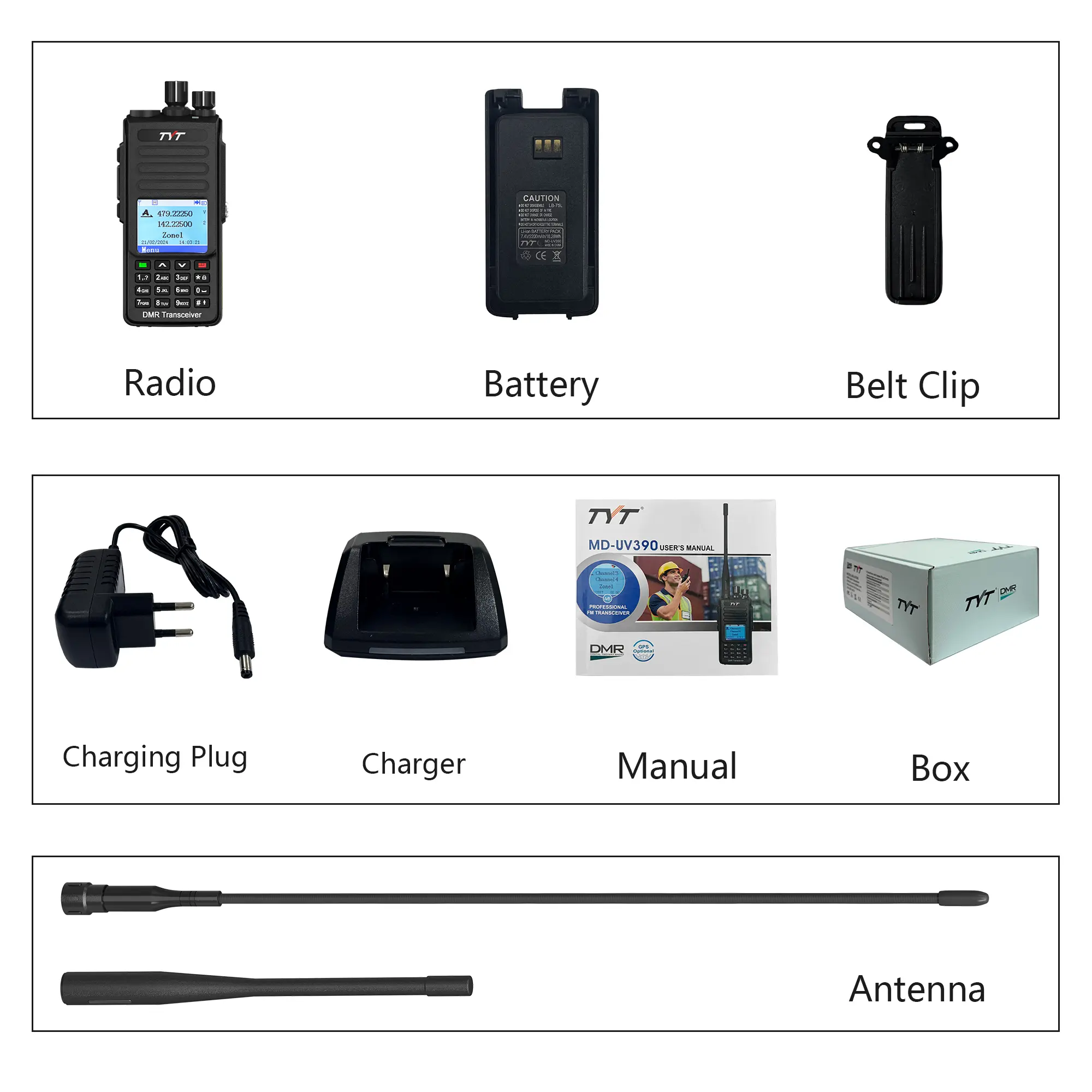 TYT MD-UV390 Plus GPS AES256 Encryption 3600mAh Type-C Charger IP67 Waterproof Dual Band DMR 5/10W Optionl Digital Walkie Talkie