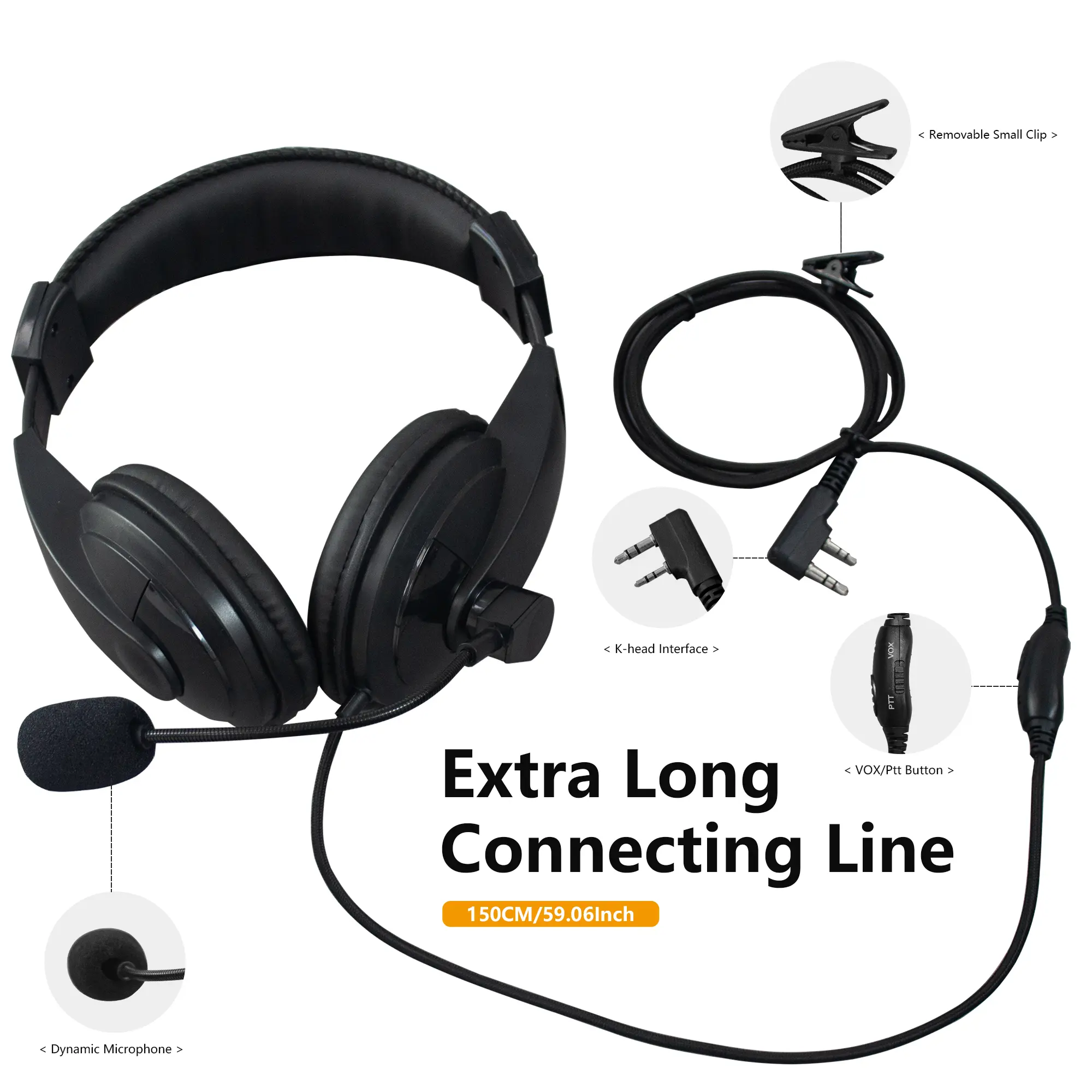Walkie Talkie DM-32 Headset For Kenwood Ham Radio Baofeng UV-32 UV-5R UV82 UV-S9 Plus Headphone Mic PTT  Dmr Radio Headset Woxun