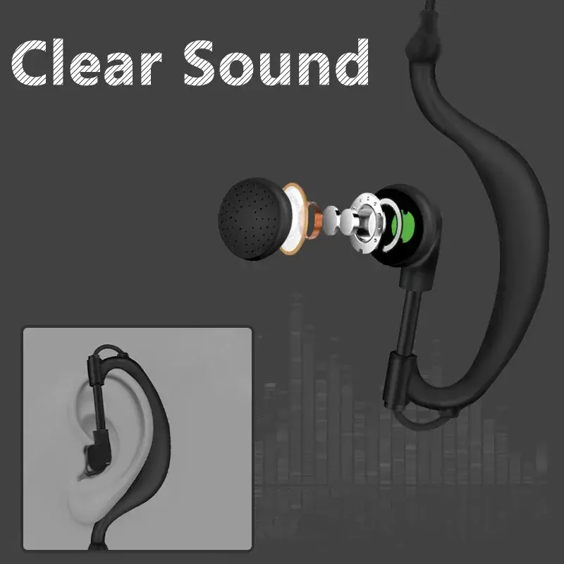 Walkie Talkie Headset Nylon Braided Headphone PTT 2-Pin/1-Pin Port Earpiece For Kenwood Motorola Radio Baofeng Quansheng Radios