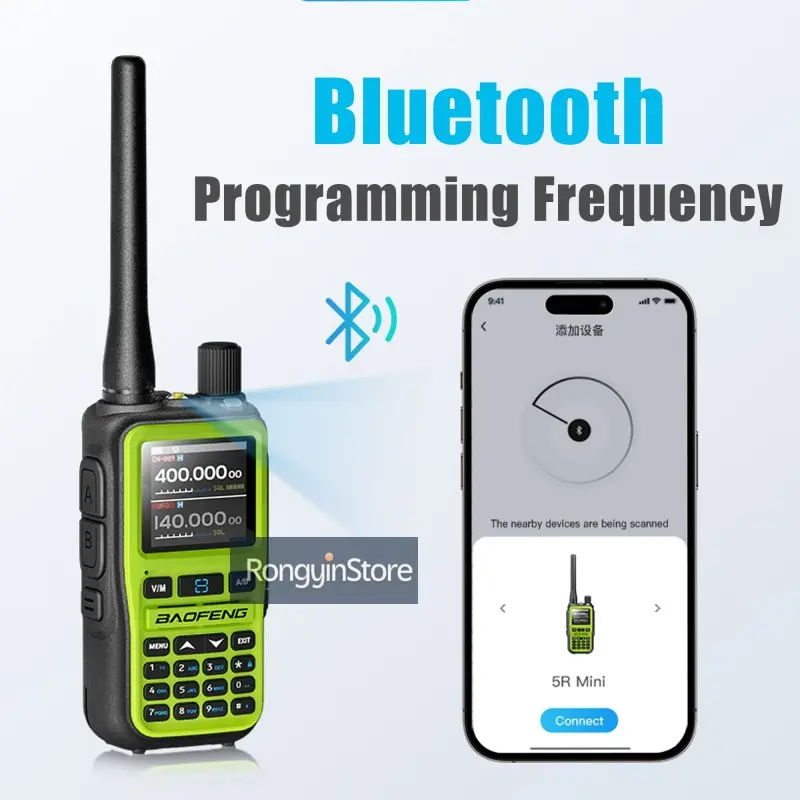 Twin Pack Baofeng UV-5R Mini Radios 5W Bluetooth Channel Dual PTT Bluetooth Programming Type-C Rechargeable VHF UHF for Camping