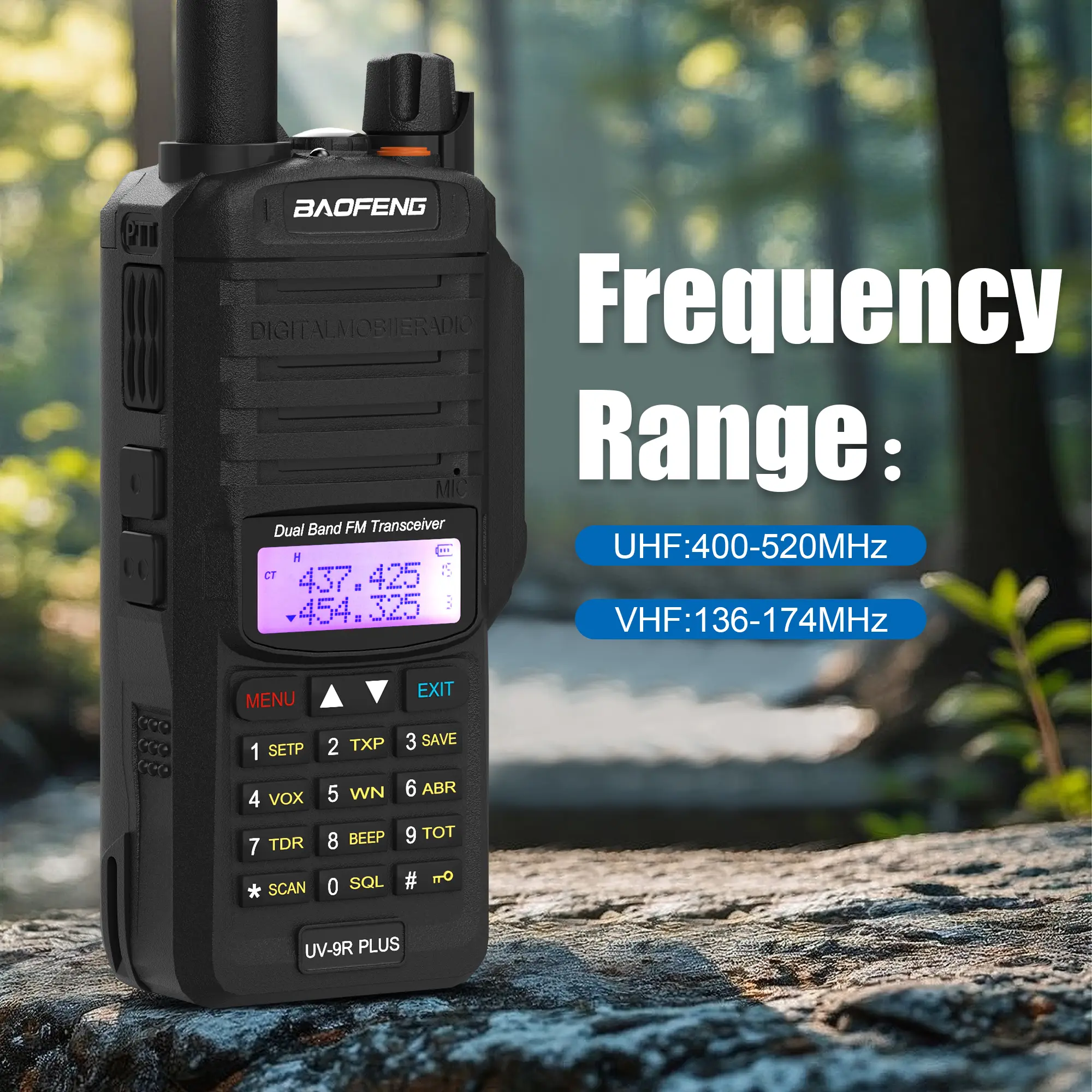 Baofeng UV-9R Plus Walkie Talkie Waterproof 128CH LED Flashligh VOX Dual Band High Capacity Two Way Radio for Shipping Road Trip