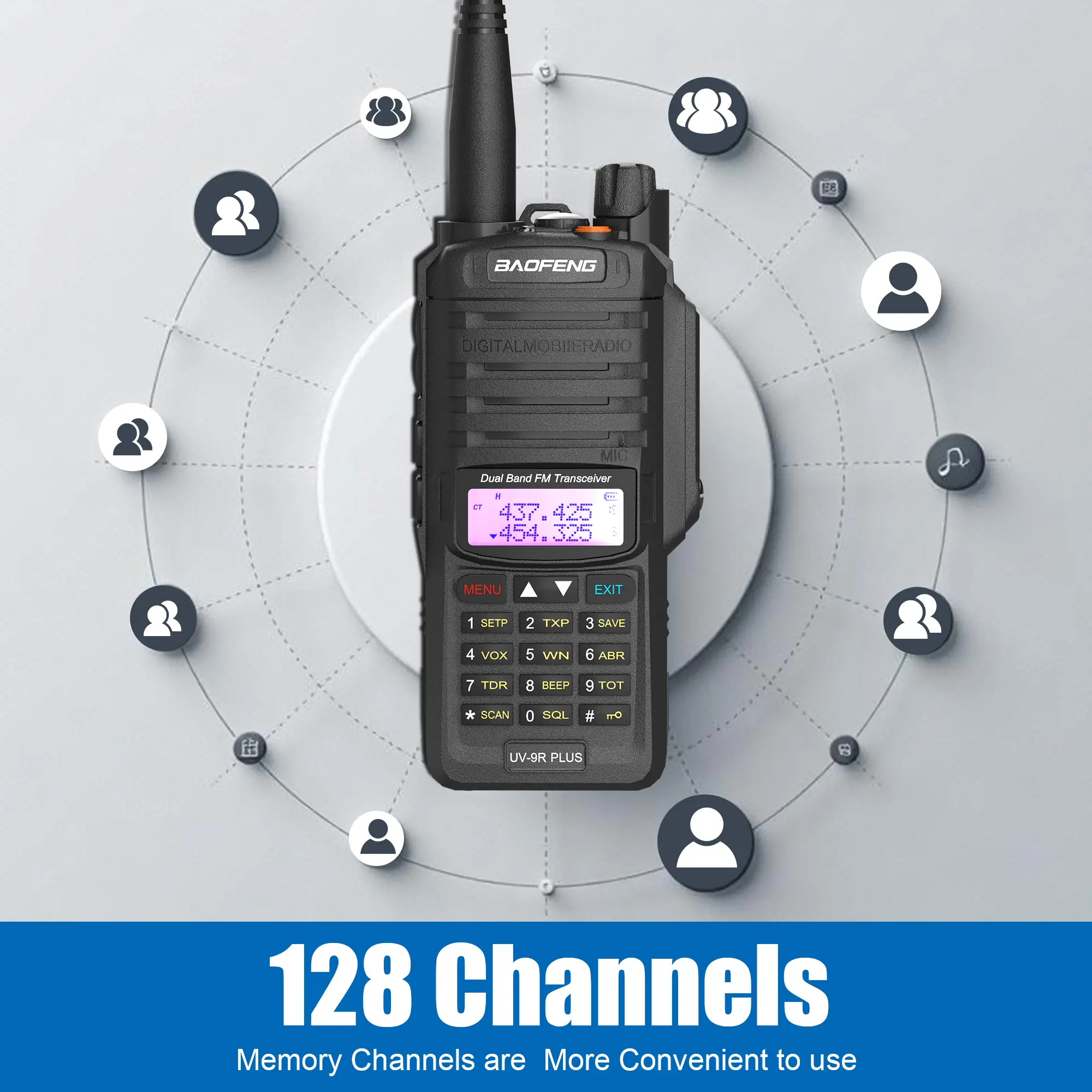 Baofeng UV-9R Plus Walkie Talkie Waterproof 128CH LED Flashligh VOX Dual Band High Capacity Two Way Radio for Shipping Road Trip