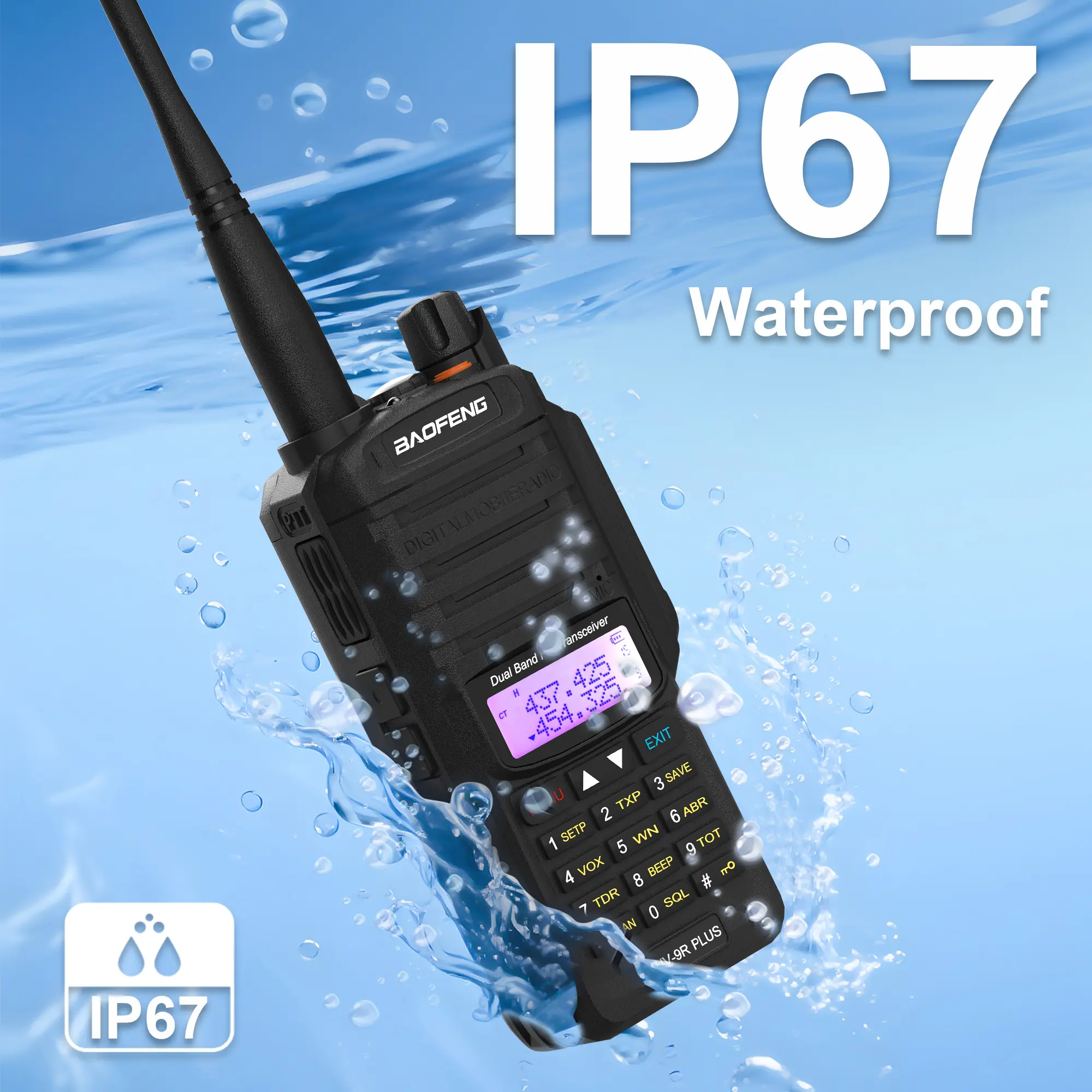 Baofeng UV-9R Plus Walkie Talkie Waterproof 128CH LED Flashligh VOX Dual Band High Capacity Two Way Radio for Shipping Road Trip
