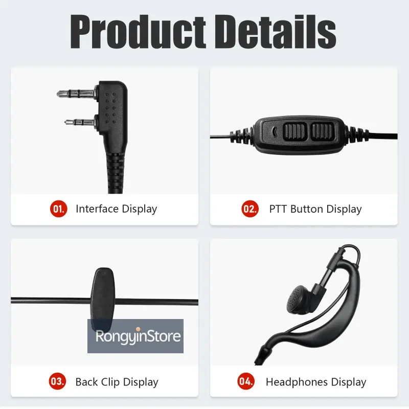 Dual PTT MIC Headset for BaoFeng Walkie Talkie UV-82 UV-82HP UV-82X UV82 UV-82L UV-8D GT-5 V2+ Radio Earpiece Baofeng Accessory
