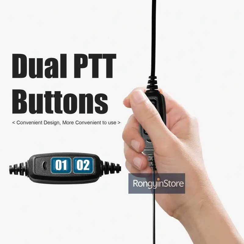 Dual PTT MIC Headset for BaoFeng Walkie Talkie UV-82 UV-82HP UV-82X UV82 UV-82L UV-8D GT-5 V2+ Radio Earpiece Baofeng Accessory