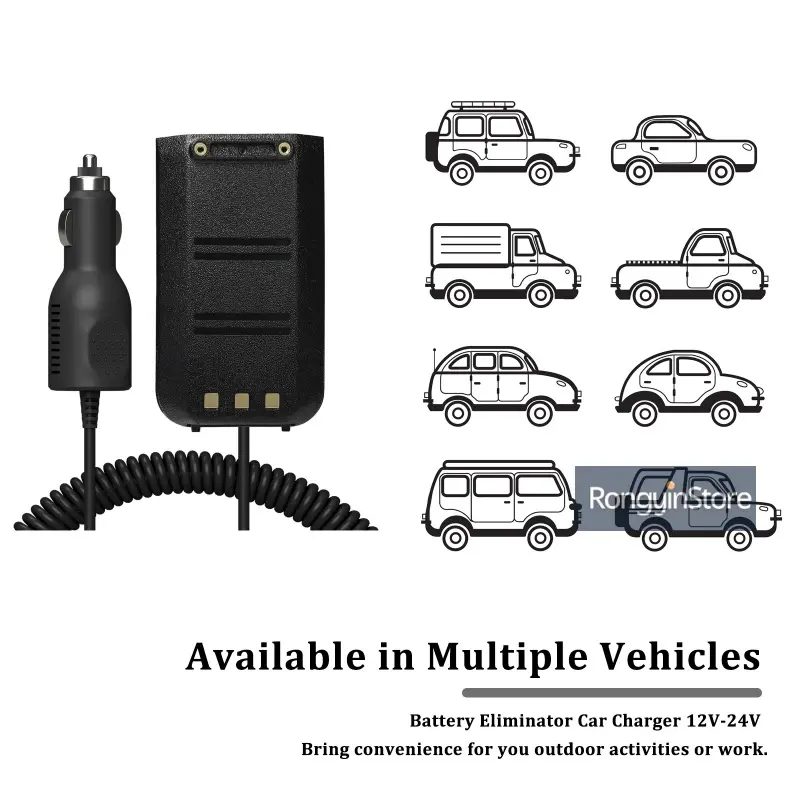 MD-380 Car Charger Battery Eliminator Vehicle Charger DC12 Walkie Talkie Accessories For TYT MD380 MD-280 UV380 RETEVIS RT3 RT3S
