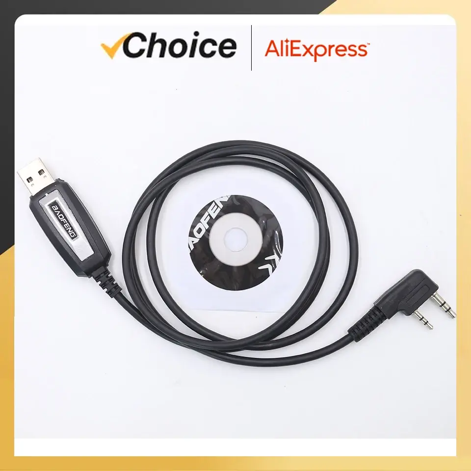 Baofeng USB Programming Cable BF-5RH UV-13 UV-17 Quansheng UVK5 UVK6 5RPlus Programming Cable CD Software Radio Accessory K Plug
