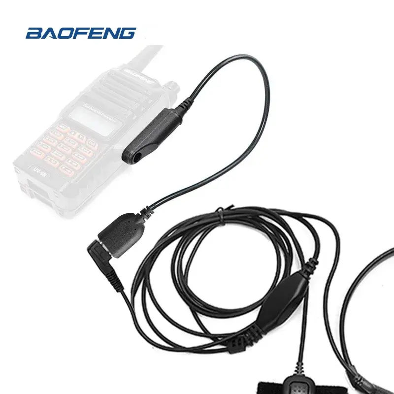 Baofeng Audio Adapter Cable 2 Pin K Plug Earphone Speaker Mic for UV-9R Pro V2 UV-68 Pro Max UV-S22 Waterproof Radio Accessories