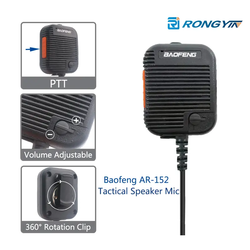 Baofeng AR-152 Walkie Talkie Microphone PTT Radios Speaker Keenwood 2-Pin Type Handheld Mic For UV-K5 UV-16 BF-1701 UV-13 DR1801