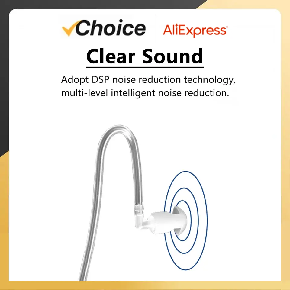 Baofeng  UV-68 Pro Max Adjustable Throat Mic UV-S22 V2 Tactical Acoustic Tube Headset PTT Earpiece For UV-9R PLUS Walkie Talkie