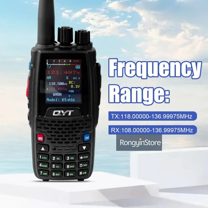 QYT KT-A16 6W 118-136MHz Aviation Transmitter Band Radios NOAA Weather Long Distance Handheld VOX Transmit Air HT Walkie Talkies