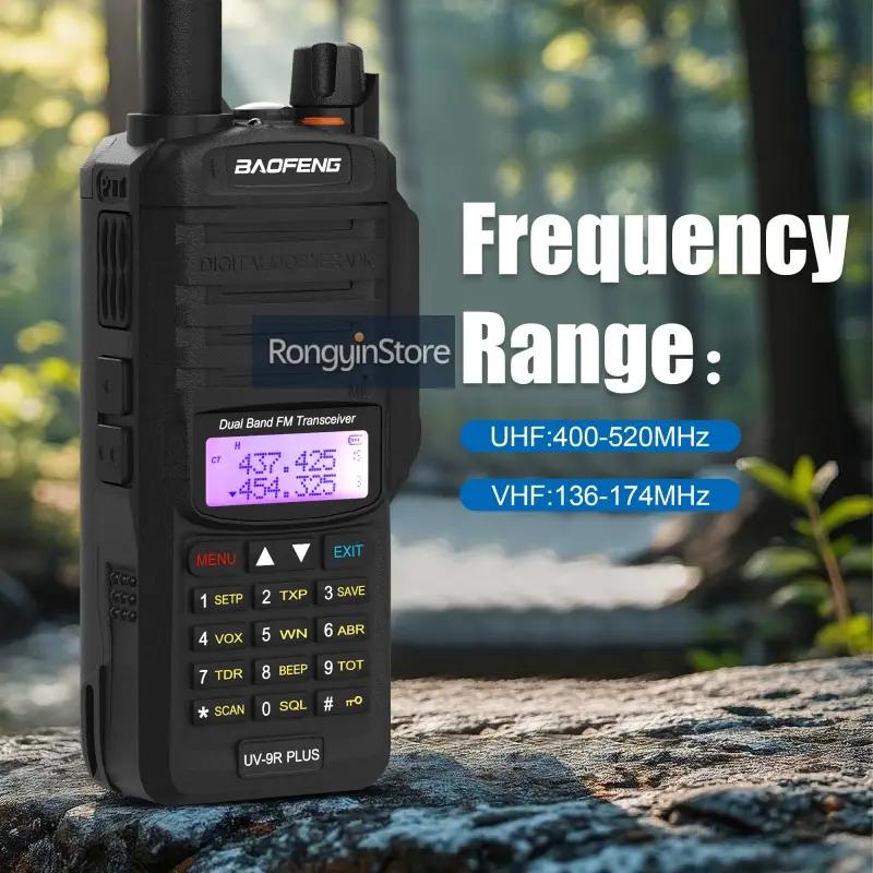 Baofeng UV-9R Plus 8W IP67Waterproof Walkie Talkie USB-C Dual Band Long Range Portable VHF/UHF Transceiver Hunting Two Way Radio