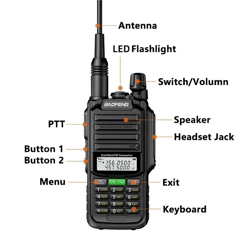UV-68 Pro Max V2 10W Walkie Talkie IP68 8800 mAh Battery High Power USB-C UV-98 Pro UV-S22 Pro V2 FM CB Radio VHF/UHF Long Range