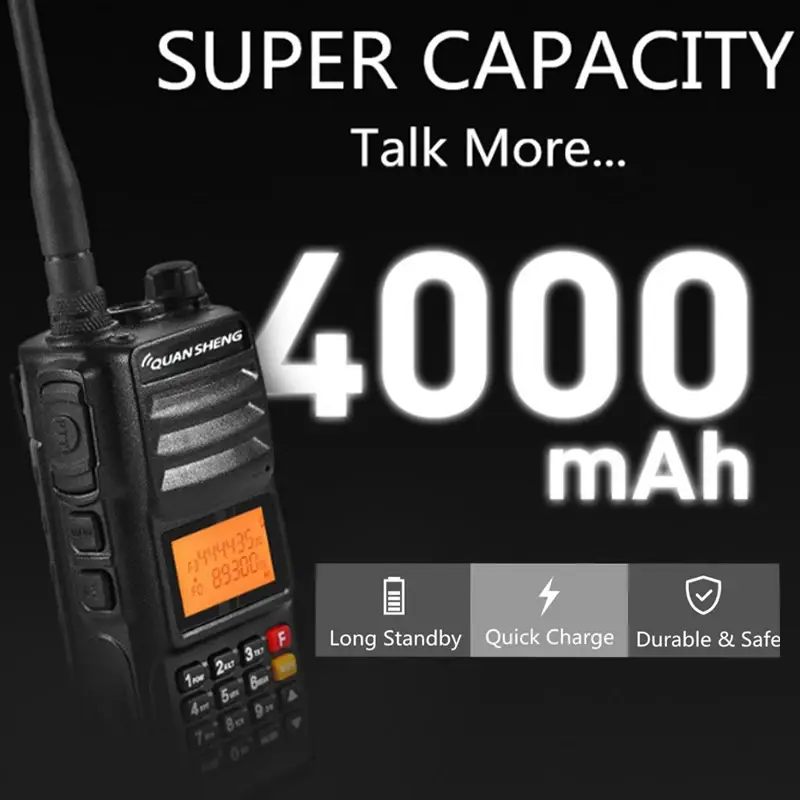Quansheng Walkie Talkie TG-UV2 Plus Type-C Charging 10W Superheterodyne 4000mAh Portable FM RadiosLong Range Communication Radio