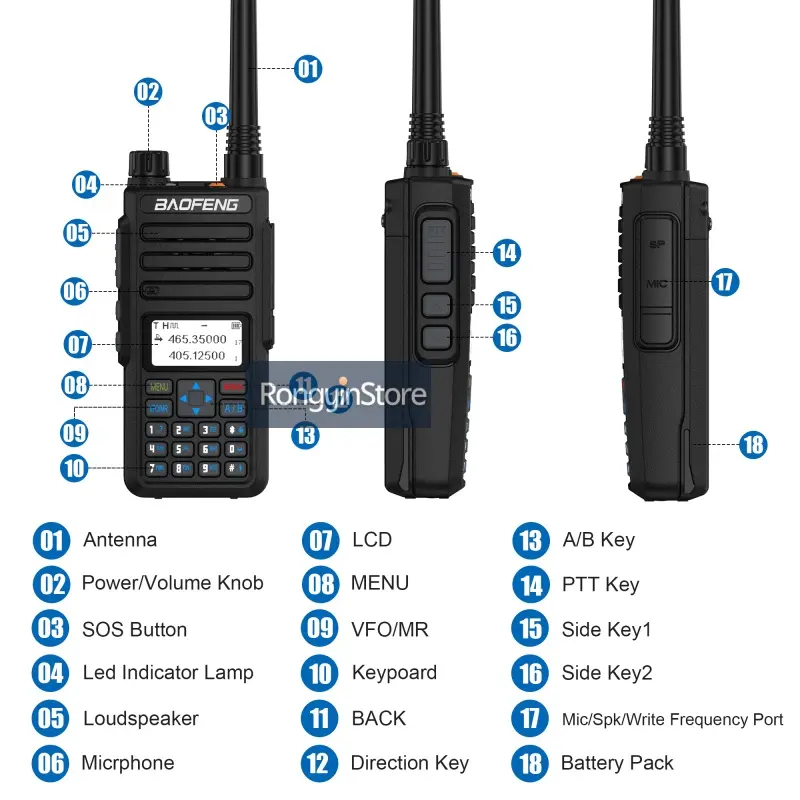 Baofeng DR-1801 DR-1801UV Walkie Talkie Dual Time Slot AES256 Digital DM-1801 Updated Dual Band 136-174 & 400-48MHz DMR CB Radio