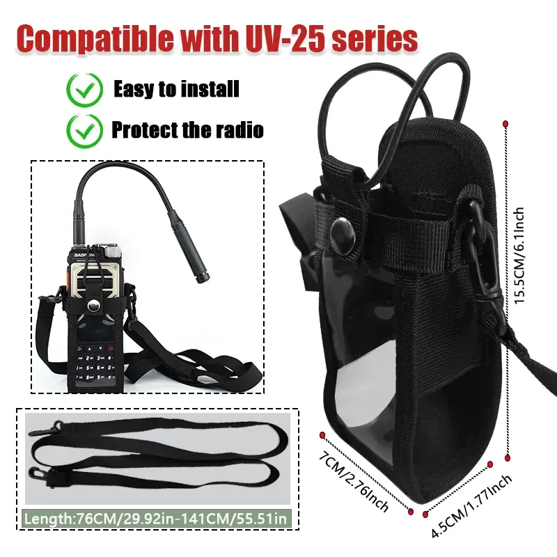 Baofeng UV-25M Tactical Walkie Talkie Holder Radios Case For BF-X5 Pro Nylon Bag For UV25 Ham Radio Case Walkie Talkie Accessory