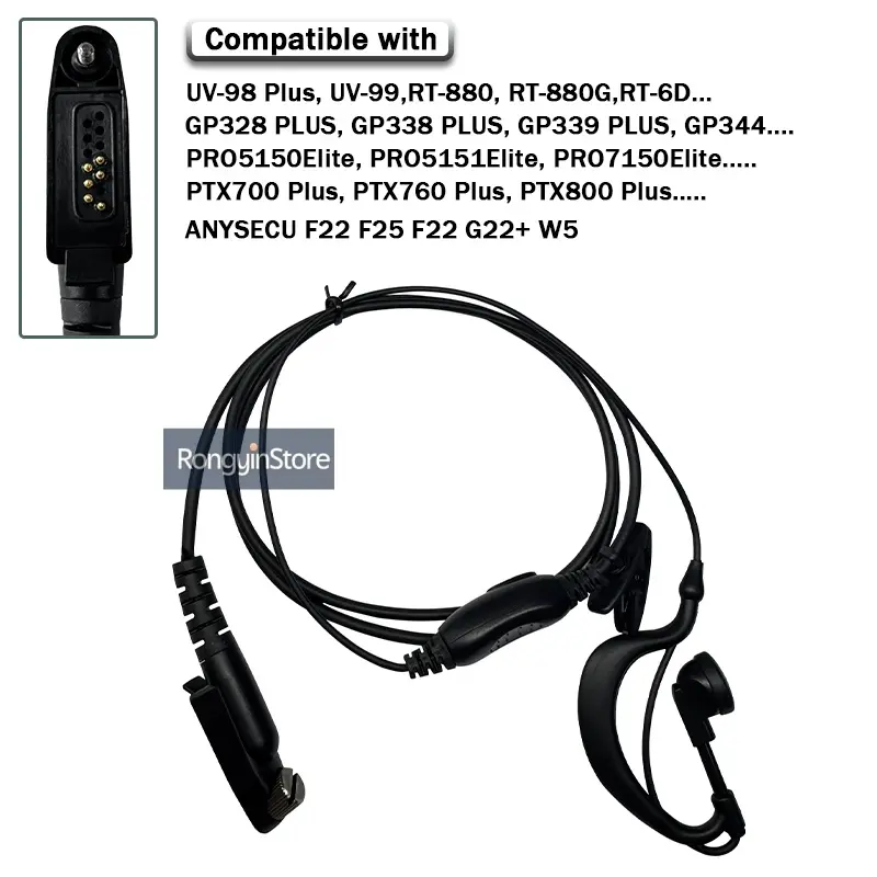 RT-880 Headset Earphone for GP328 Plus GP388 Radtel RT-880G Iradio UV-98 plus PTT UV-99 Earpiece Two Way Radio Walkie Talkie Mic