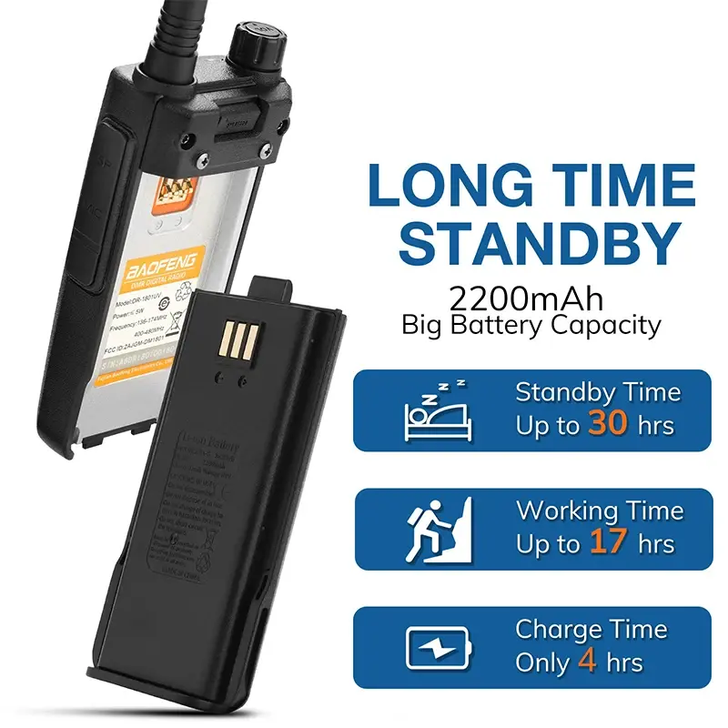 Baofeng DR-1801 Walkie Talkie DMR Radio Dual Band Dual Time Slot Digital AES256 Encryption Radio Tier 1&2 Portable Two Way Radio
