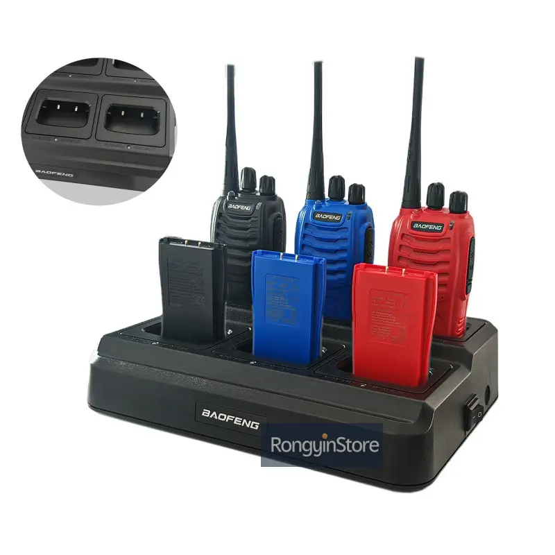 Baofeng BF-888S Walkie Talkie With 888S Six Way Charger EU/US/UK UHF Portable Amateur Long Range Mini Two Way Radios Type-C Jack