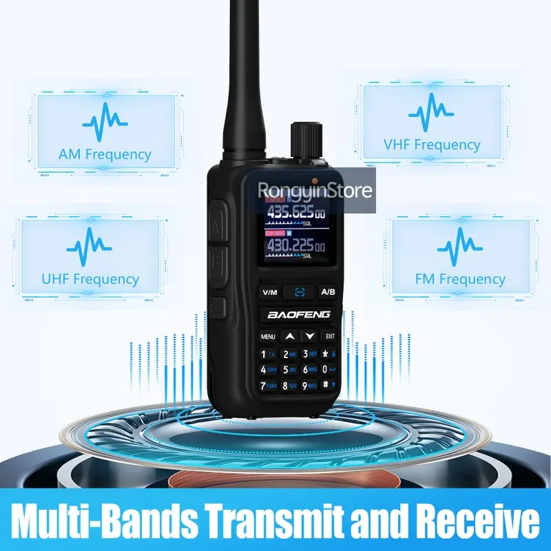 5R Mini Tactical Radio Two Way Radio 5W Bluetooth Programming Card-Sized Powerhouse with UHF/VHF Dual PTT Bluetooth Programming