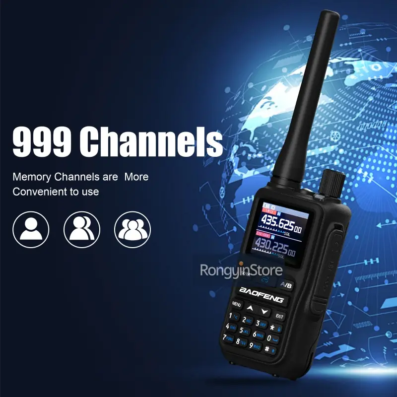 Baofeng 5R Mini Walkie Talkie Dual PTT Bluetooth APP Programming Grey Black Multi Band AM Wireless Copy Frequency Two Way Radios