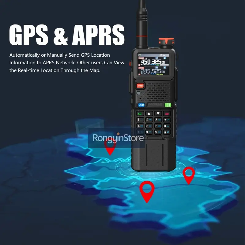 Baofeng UV-5RH PRO GPS Long Battery Original Walkie Talkie Multi Band NOAA Wirless Copy Frequency USB-C Long Range Two Way Radio