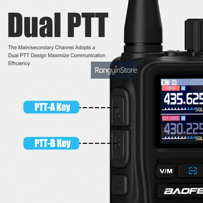 5R Mini Tactical Radio Two Way Radio 5W Bluetooth Programming Card-Sized Powerhouse with UHF/VHF Dual PTT Bluetooth Programming