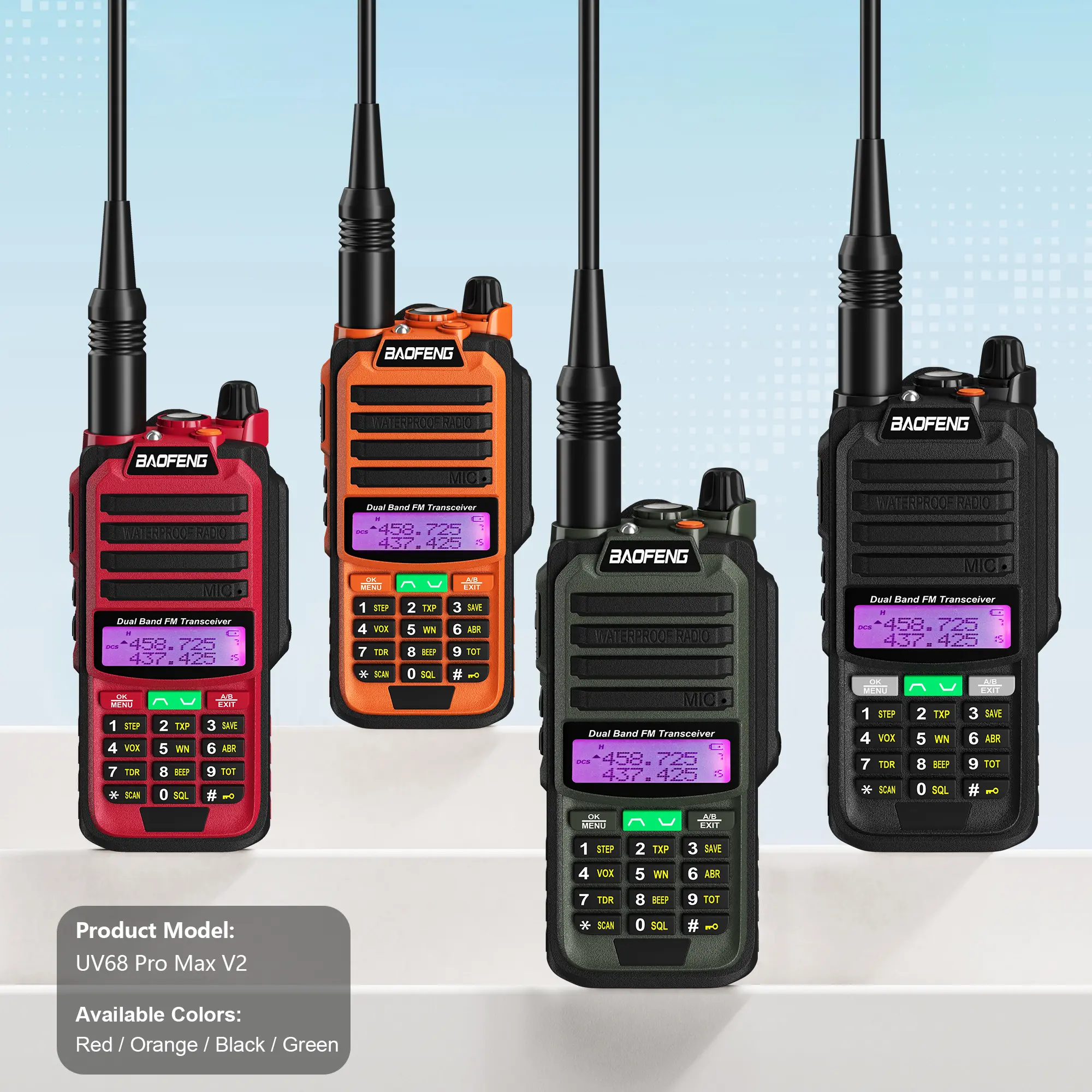 BAOFEN Radio UV68 Pro Max V2 10W UHF/VHF Dual Band IP67 Waterproof Upgrade UV9R Super Long Range Outdoor Adventure Walkie Talkie