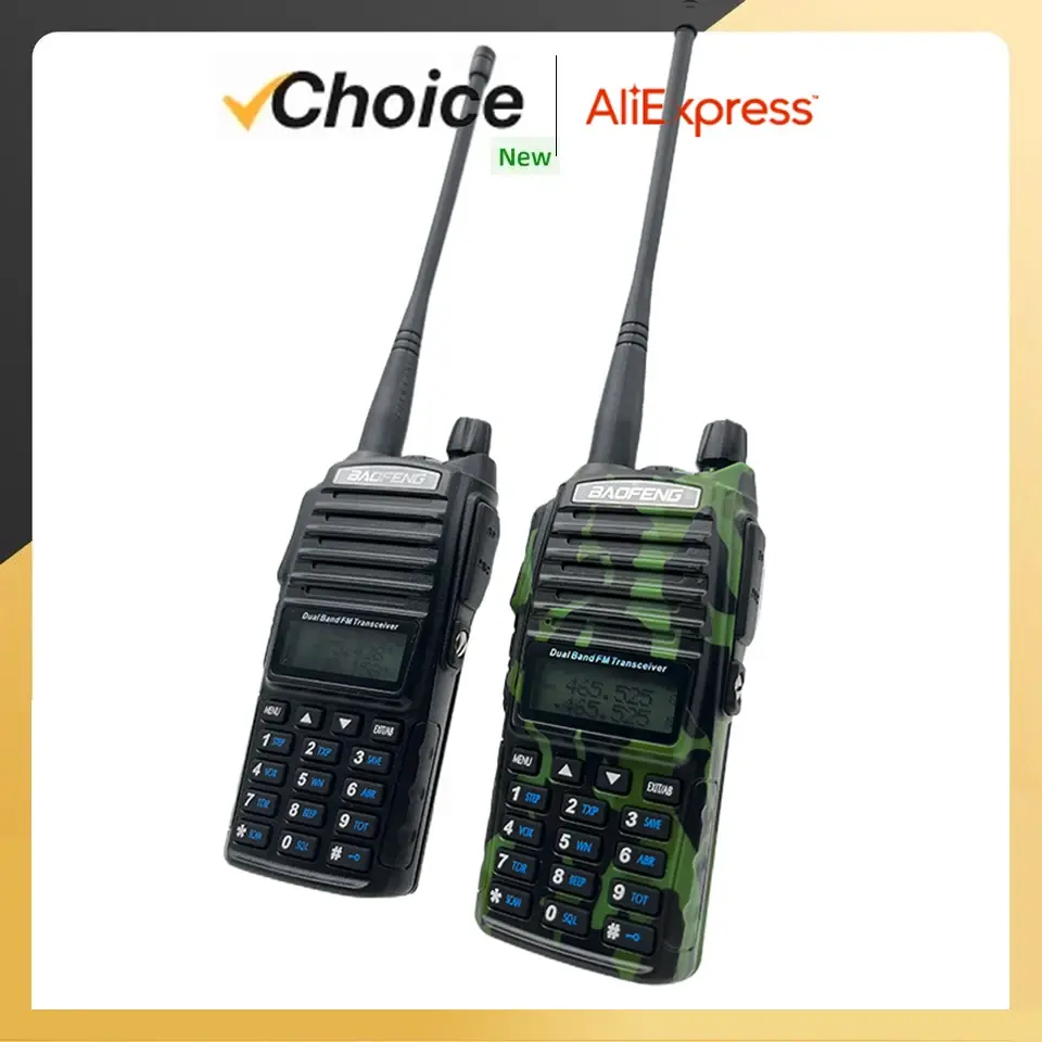Baofeng UV-82 Walkie Talkie 8W Ham Radio Comunicador Dual Band VHF/UHF Dual PTT CB Two Way Portable FM Amateur Radios Camouflage