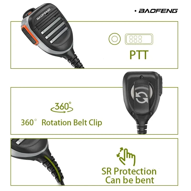 Baofeng Walkie Talkie Microphone Mic Waterproof DM-32 PTT Remote Shoulder Headset For UV-32 Speaker UV-5R UV-5RM UV-16 Ham Radio