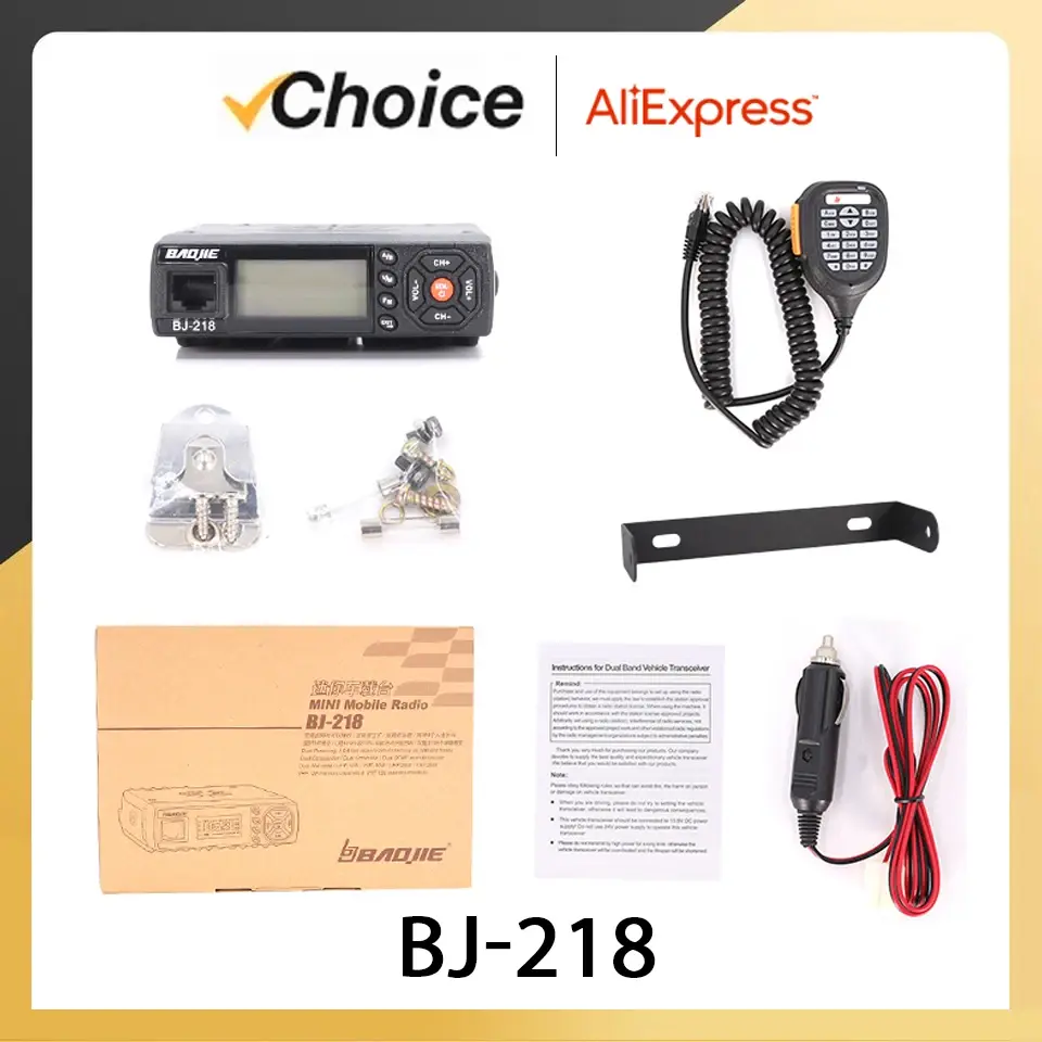 BAOJIE Mobile Radio BJ-218 High Power 25W Mini Mobile Walkie Talkie VHF UHF Dual Band 136-174 & 400-470MHz FM Car Radio Station