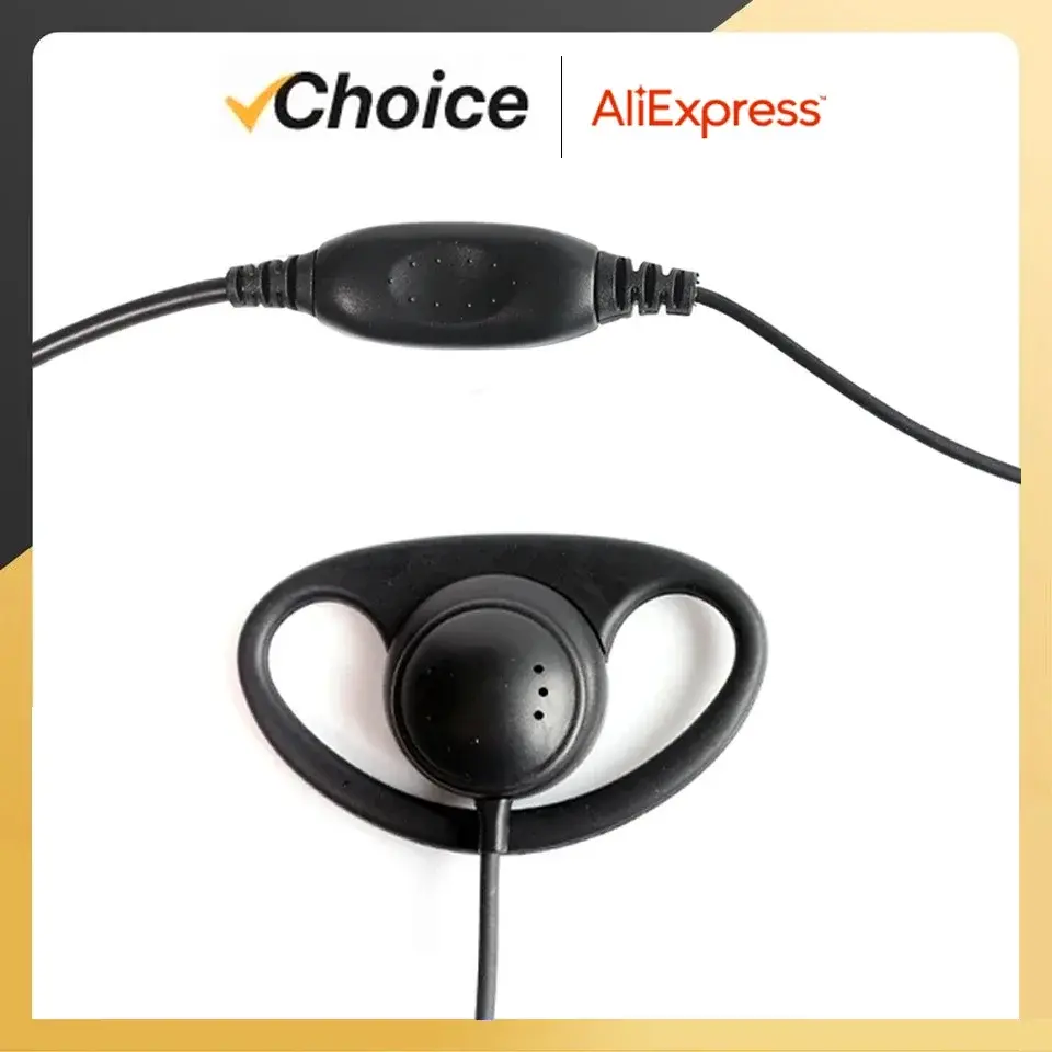 Quansheng UV-K6 D-Shape Tactical Earpiece Headset PTT Mic Earphones Unilateral Headphones For Baofeng Kenwood Radio Accessories