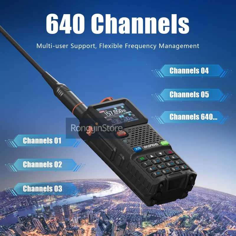 4PCS Baofeng UV-5RH Pro GPS Bluetooth 10Watts 6800mAh Multi-Band Radio Long Standby 10W Long Range Android 640Channel For Hiking