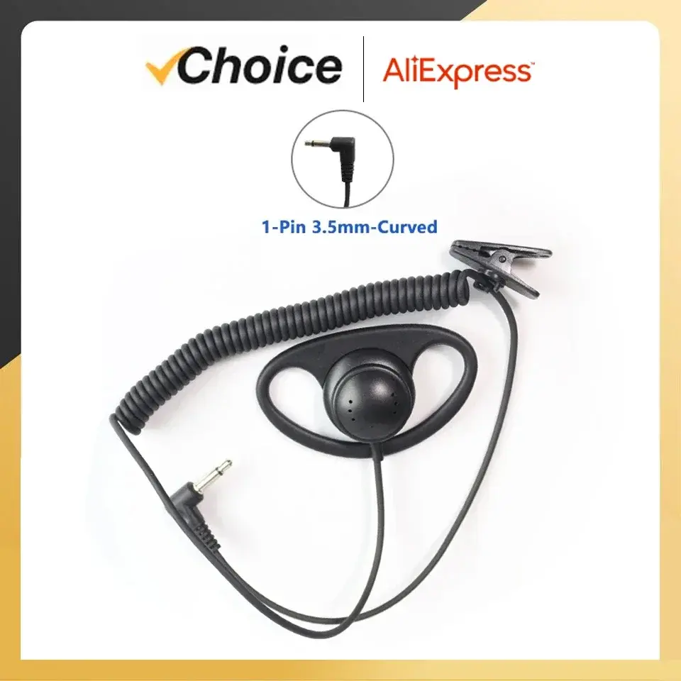 Quansheng UV-K6 D-Shape Tactical Earpiece Headset PTT Mic Earphones Unilateral Headphones For Baofeng Kenwood Radio Accessories