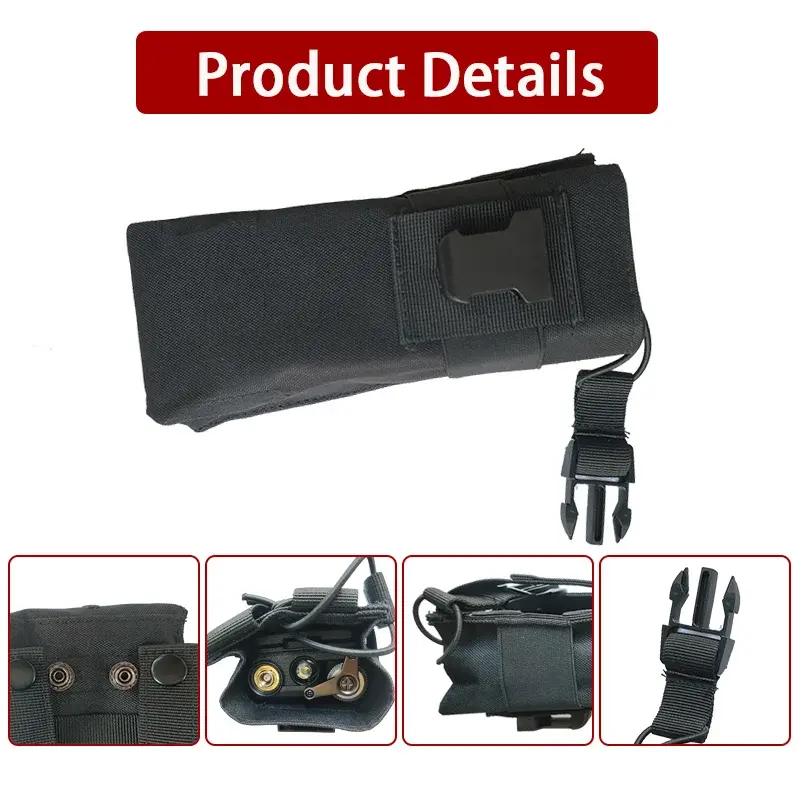 UV-25L Tactical Walkie Talkie Holder Radio Case For UV-25 UV-25Pro Max Radio Holster Nylon Bag For Two Way Ham Radios Black Case