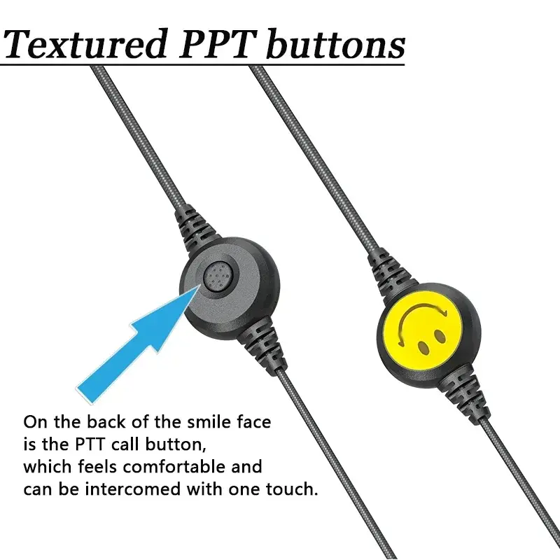 UV-17 Pro Max Walkie Talkie Headests Kenwood Type Nylon Braided Headphone PTT Smiling Face Earpiece for Baofeng Quansheng Radios