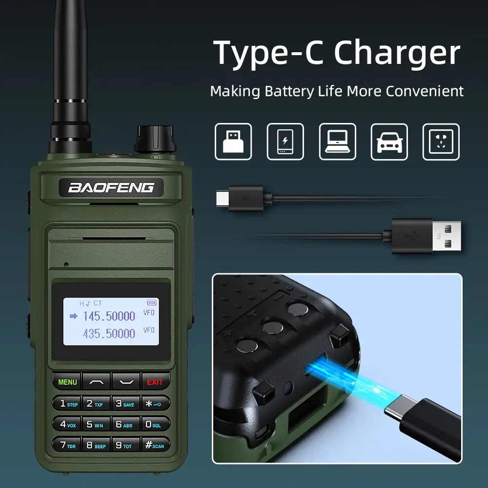 P15UV Baofeng Walkie Talkie Six-Band Type-C Charge UV-15 Pro Max V2 Long Range Communication Radio 999 Channel UV-999 Pro Max V2