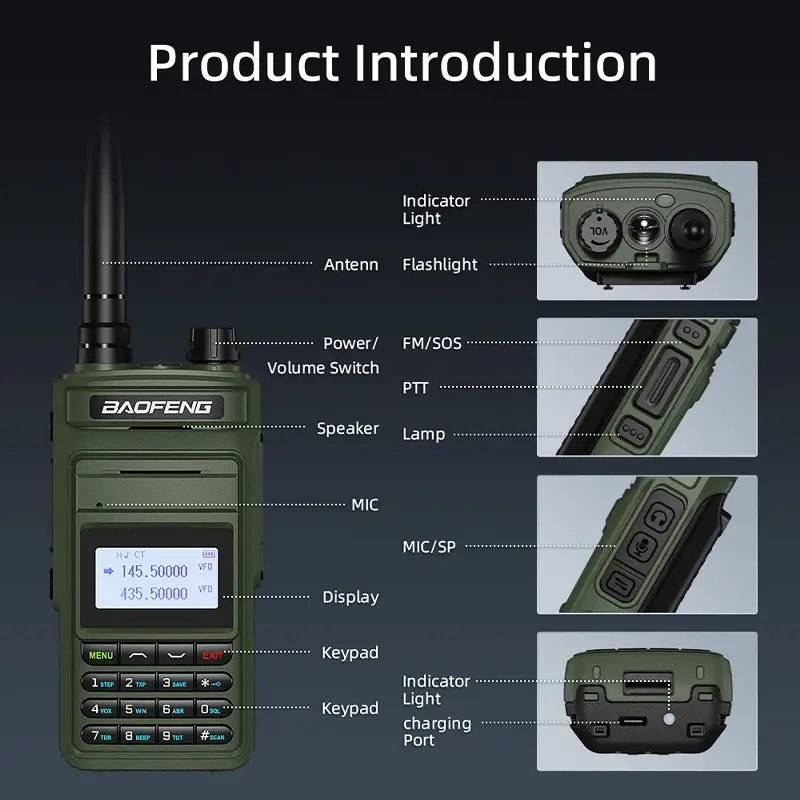 P15UV Baofeng Walkie Talkie Six-Band Type-C Charge UV-15 Pro Max V2 Long Range Communication Radio 999 Channel UV-999 Pro Max V2