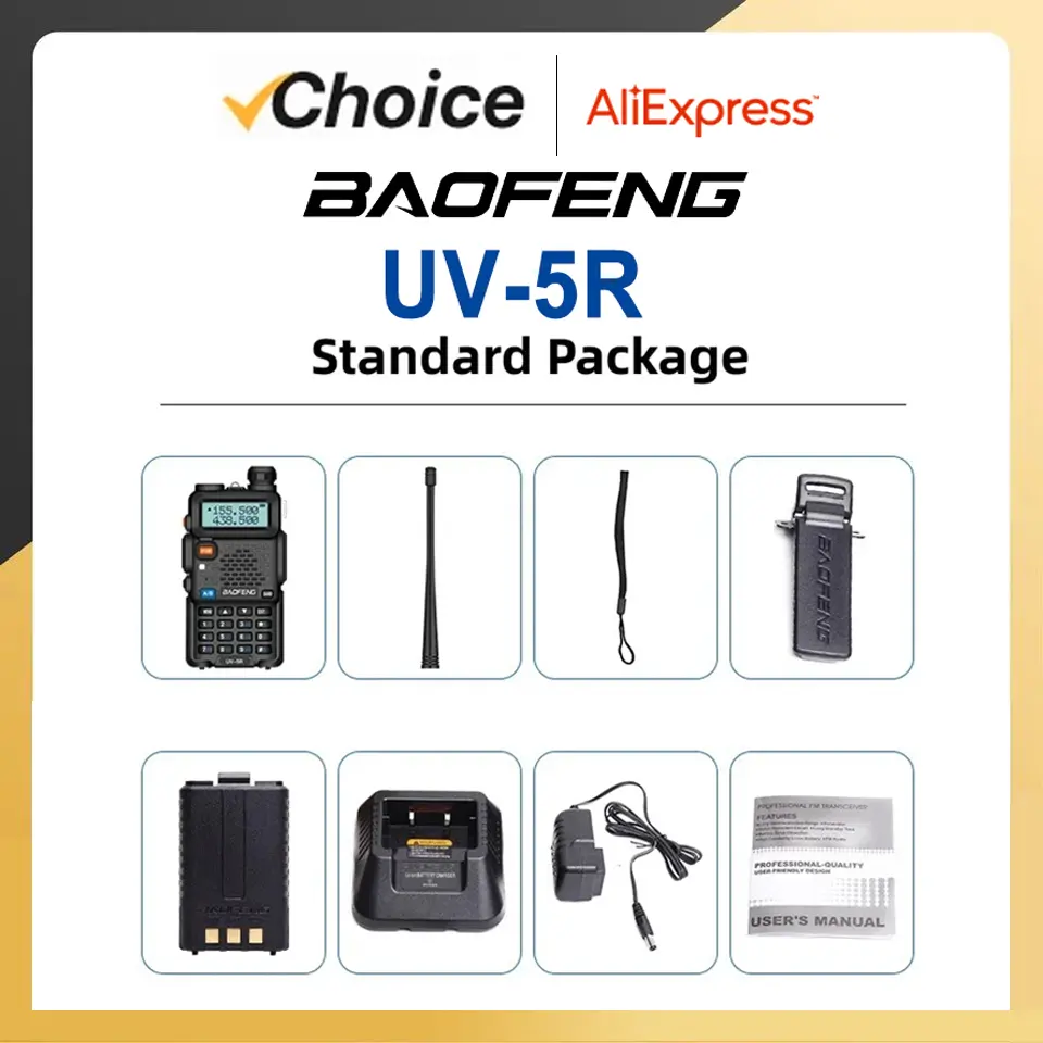 Baofeng UV-5R 8W Walkie Talkie Dual Band VHF UHF 136-174/400-520Mhz Two Way Radio 128 Channels FM Portable CB Ham Military Radio