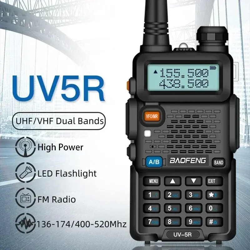 Baofeng UV-5R 8W Walkie Talkie Dual Band VHF UHF 136-174/400-520Mhz Two Way Radio 128 Channels FM Portable CB Ham Military Radio
