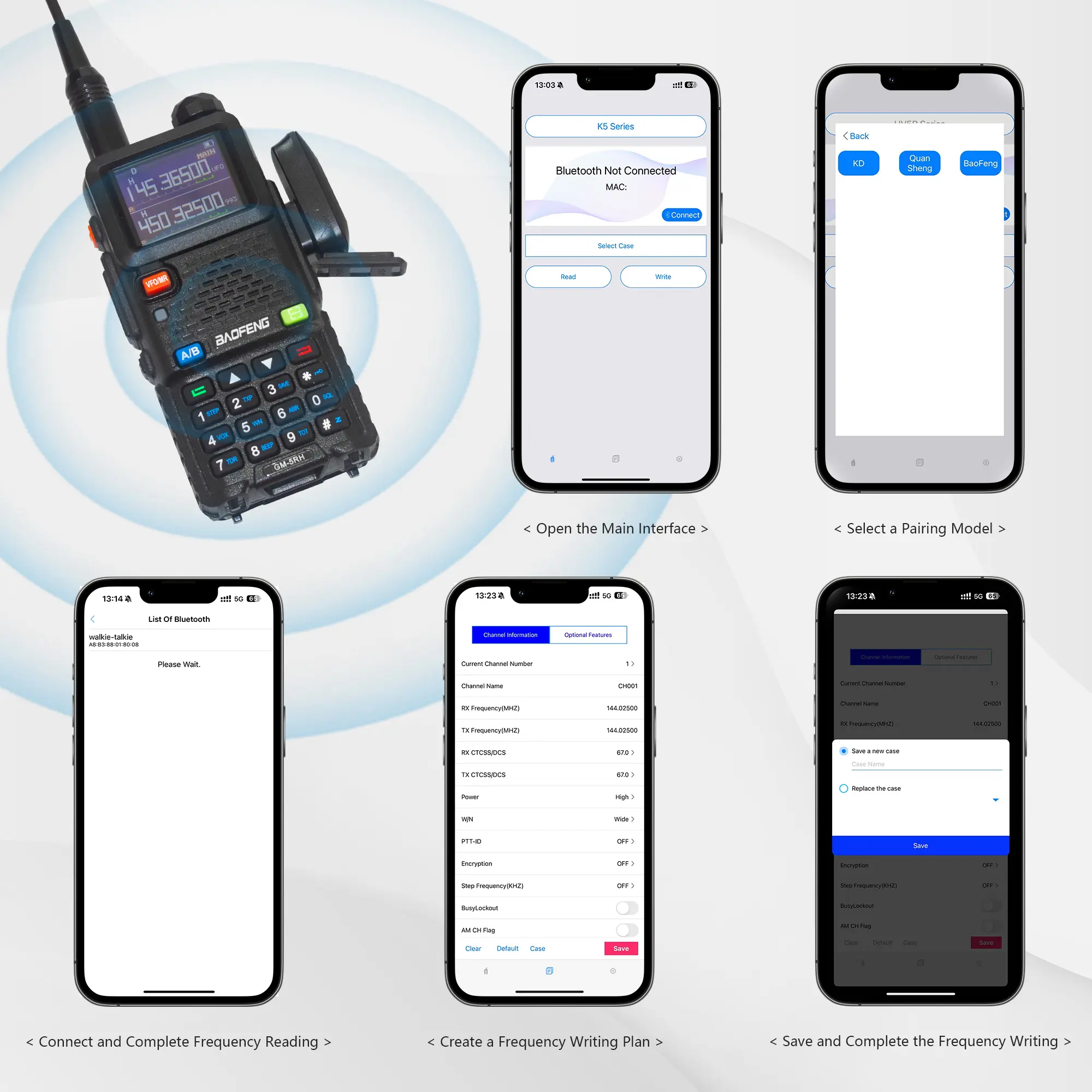 Walkie Talkie Bluetooth Programmer Mobile Phone APP Wireless Programming for Baofeng UV-5R BF888S 777S UV82 Radio Multiple Model