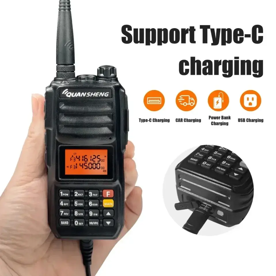 Quansheng TG-UV2 Plus 10W Long Range Superheterodyne Walkie Talkie Dual Band 136-174&400-470mhz Flashligh 4000mah FM TG UV2 Plus