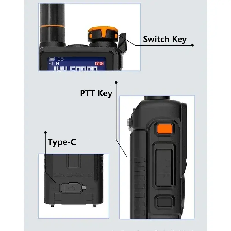 Baofeng Walkie Talkie K5 Pro Max 12W UHF VHF High Capacity Six-Band NOAA Long Range Noise Reduction 999Chanels BF-UVK5M CB Radio